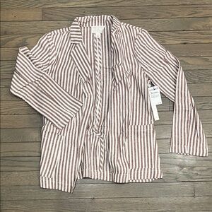 Caslon Striped Blazer in Brown and Cream
